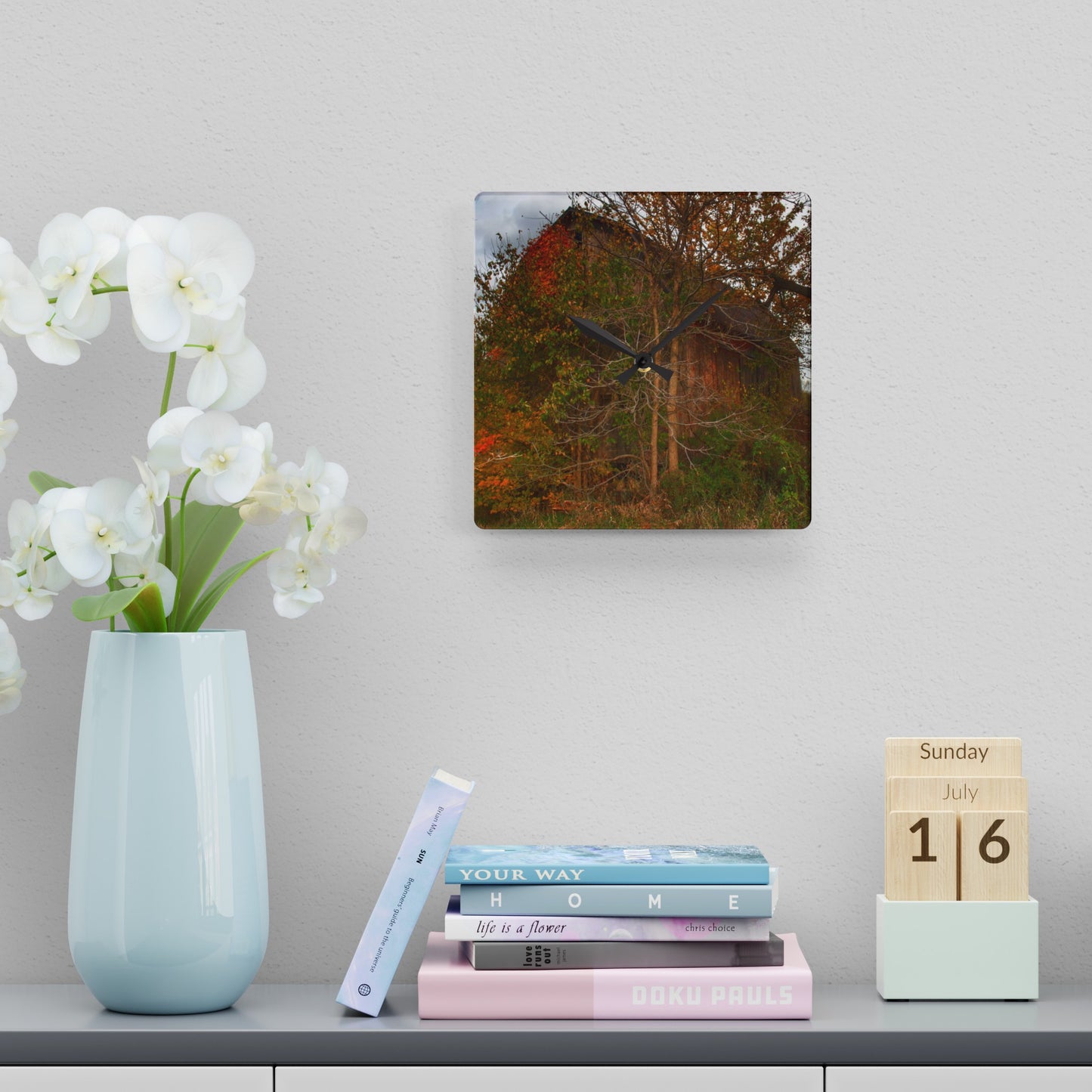 U R There Photography Annie's Barn III Rustic Farmhouse Acrylic Analog Wall Clock