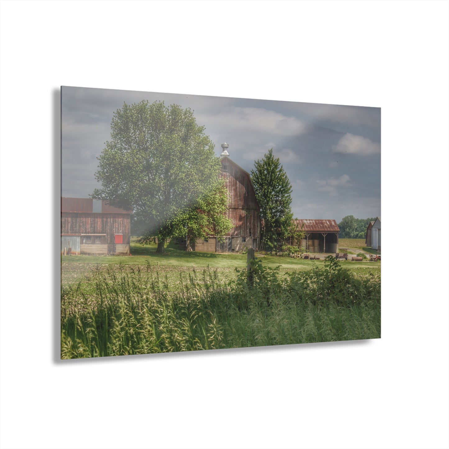U R There Photography Ross Road Red Rustic Farmhouse Acrylic Wall Print 14 "x 11"