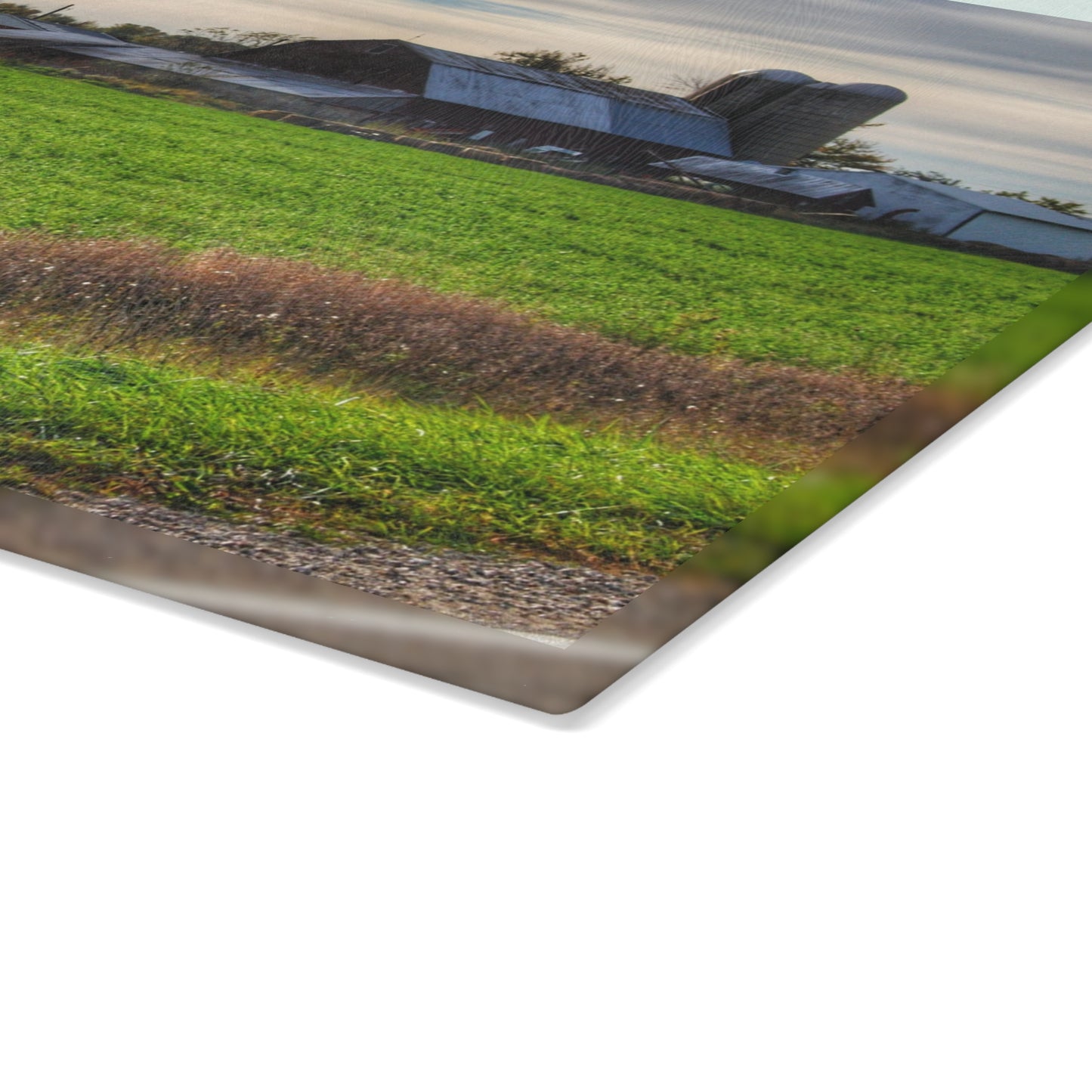 U R There Photography Shepard Road Farm I Rustic Farmhouse Tempered-Glass Cutting Board