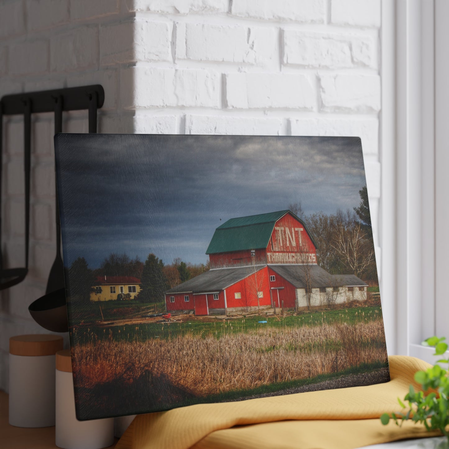 U R There Photography M-24 TnT Red I Rustic Farmhouse Tempered-Glass Cutting Board