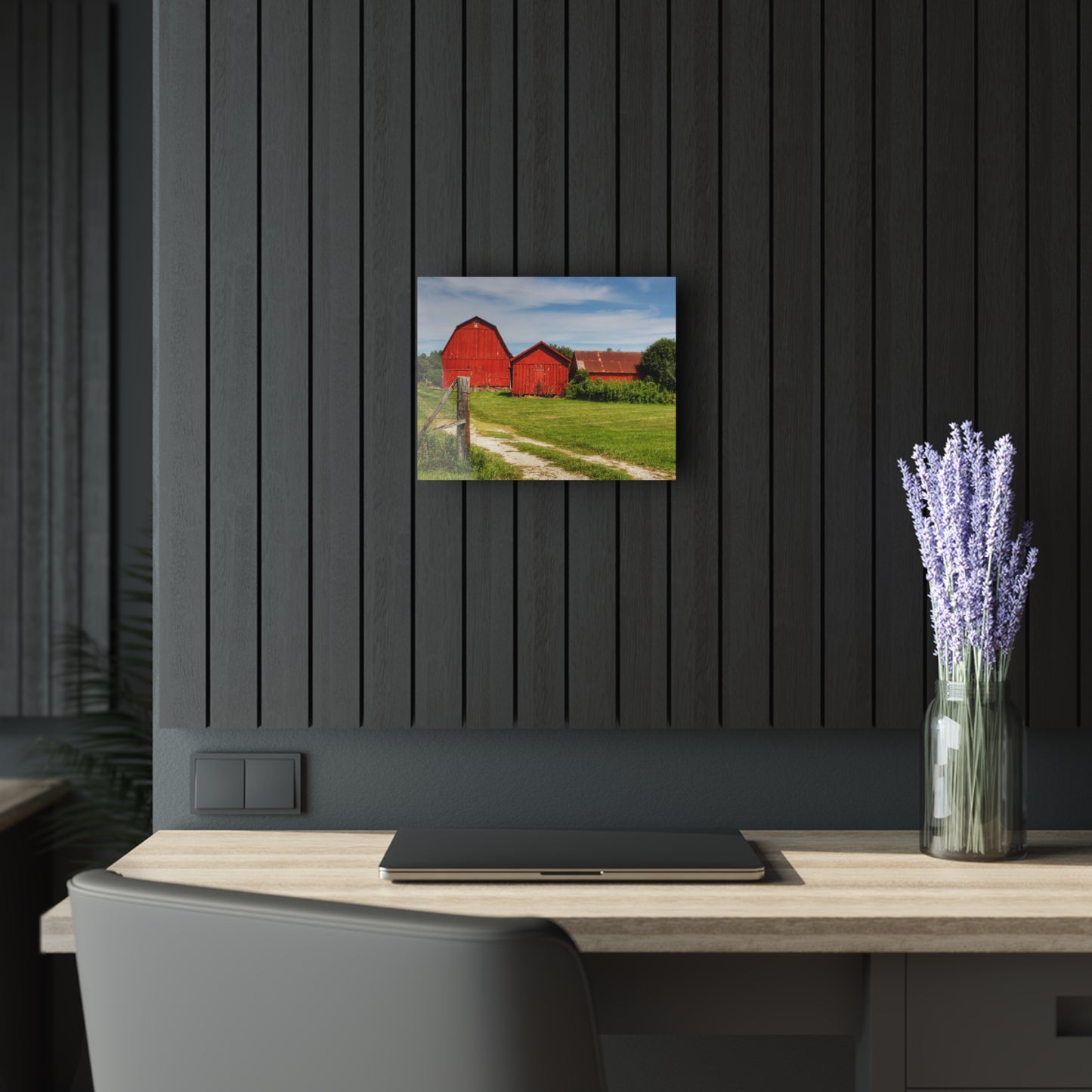 U R There Photography South Oak Road Reds I Rustic Farmhouse Acrylic Wall Print