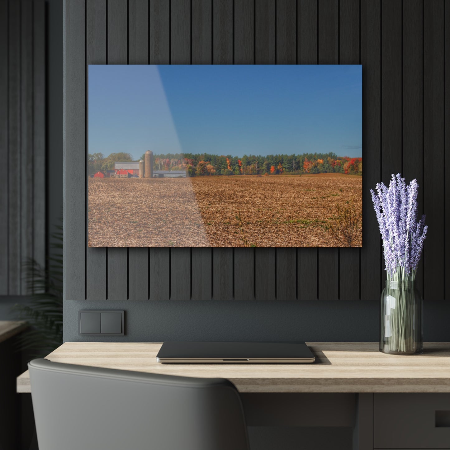U R There Photography Rowe Road Farm Across the Field Rustic Farmhouse Acrylic Wall Print