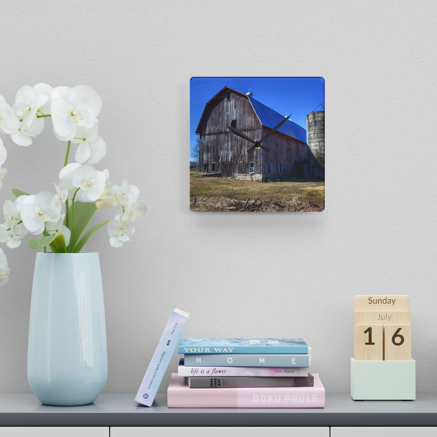 U R There Photography North Irish Red I Rustic Farmhouse Acrylic Analog Wall Clock