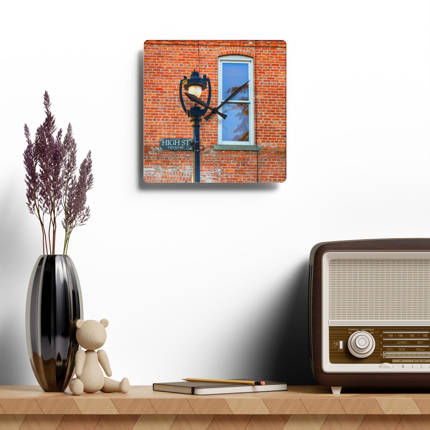 U R There Photography High Street Rustic Farmhouse Acrylic Analog Wall Clock