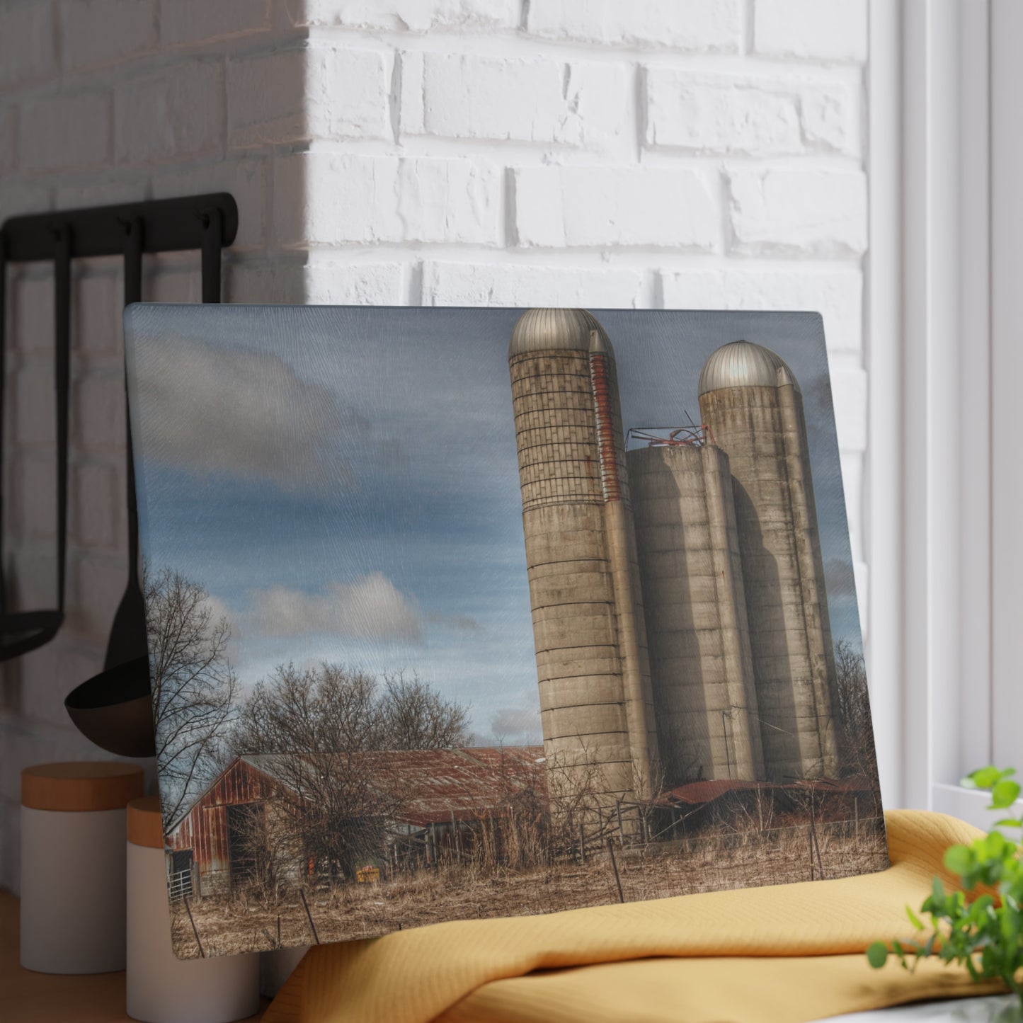 U R There Photography Silo Rust Rustic Farmhouse Tempered-Glass Cutting Board