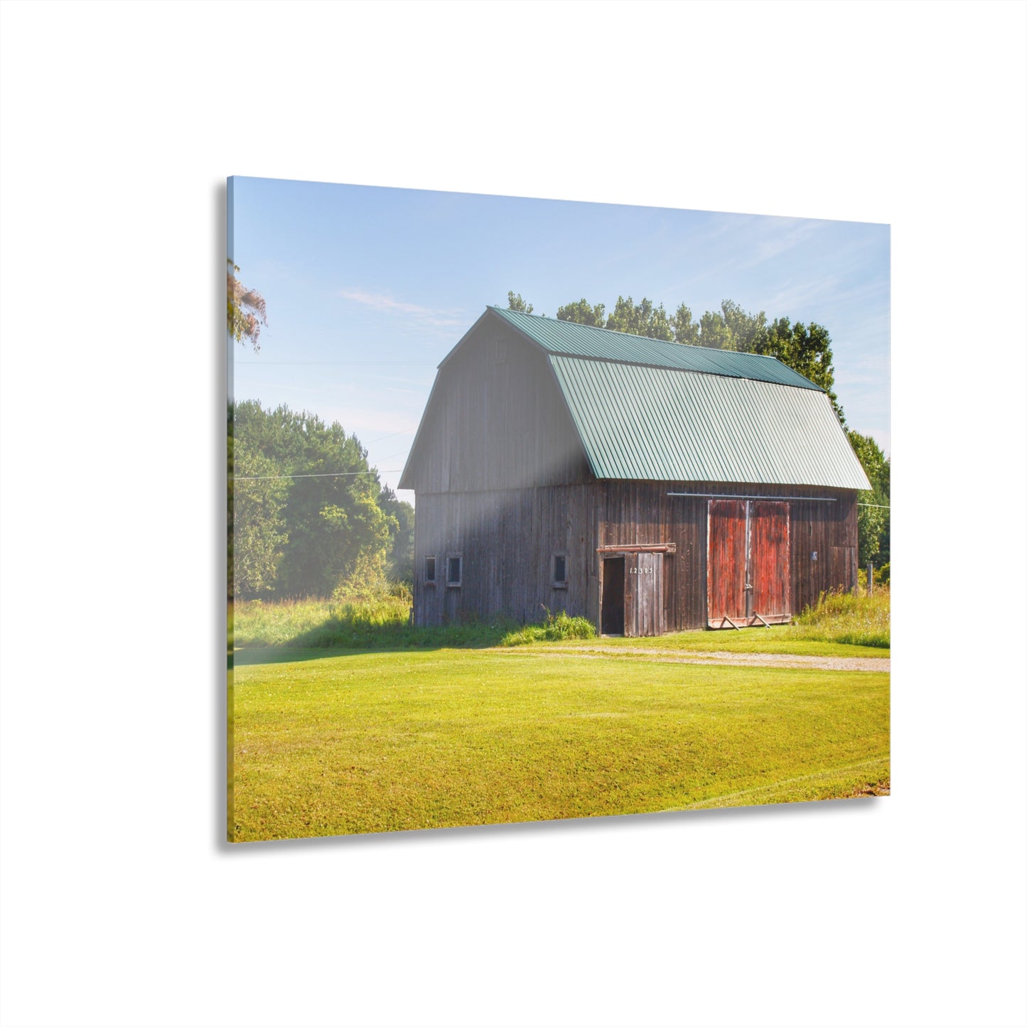 U R There Photography Red Door Barn of Mount Morris Road Rustic Farmhouse Acrylic Wall Print