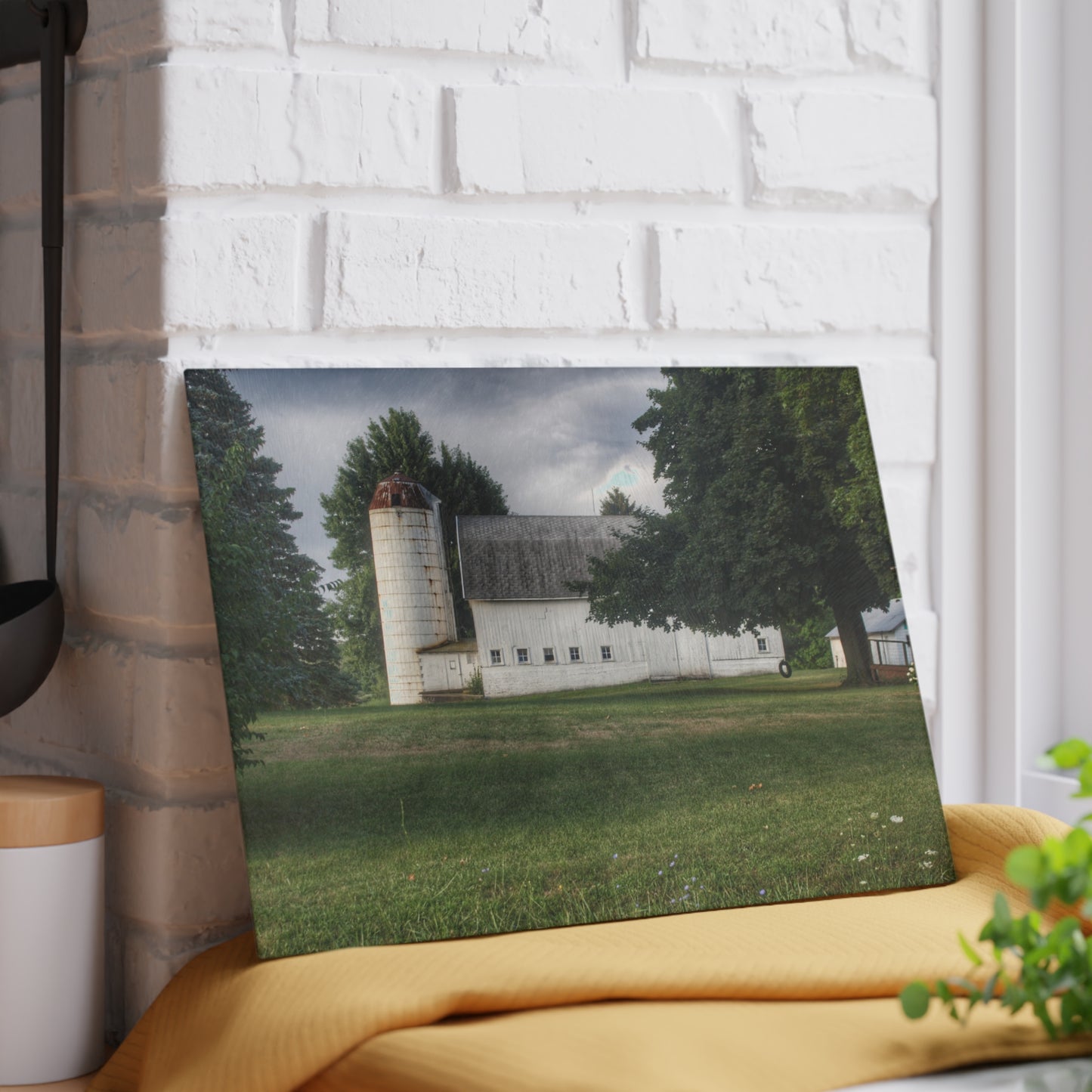 U R There Photography Marathon Road White Rustic Farmhouse Tempered-Glass Cutting Board