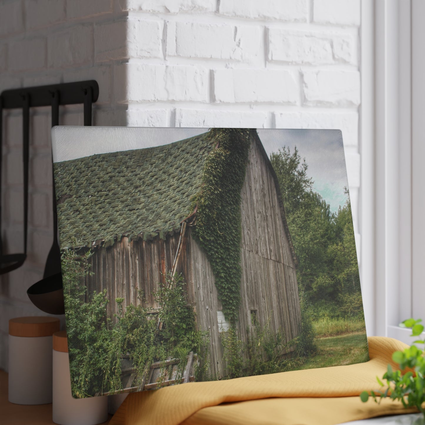 U R There Photography Chambers Grey Rustic Farmhouse Tempered-Glass Cutting Board