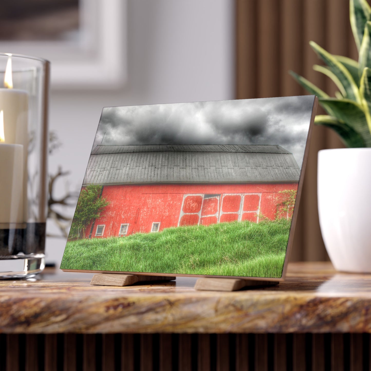U R There Photography Stanley Road Red II Rustic Farmhouse Decorative Ceramic Tile