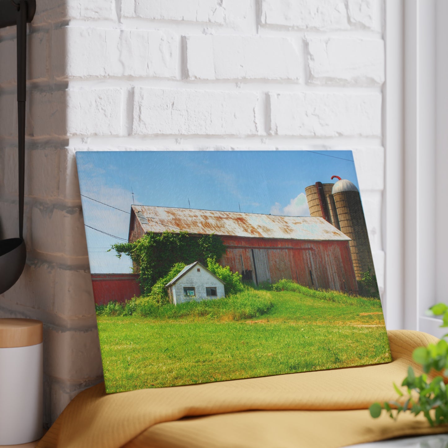 U R There Photography Marlette Red I Rustic Farmhouse Tempered-Glass Cutting Board