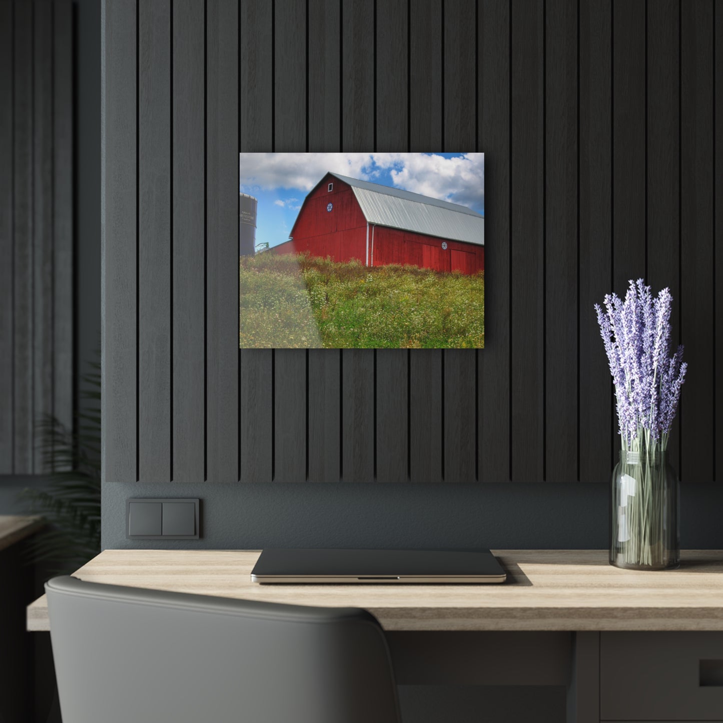 U R There Photography South Henderson Road Hilltop Red III Rustic Farmhouse Acrylic Wall Print