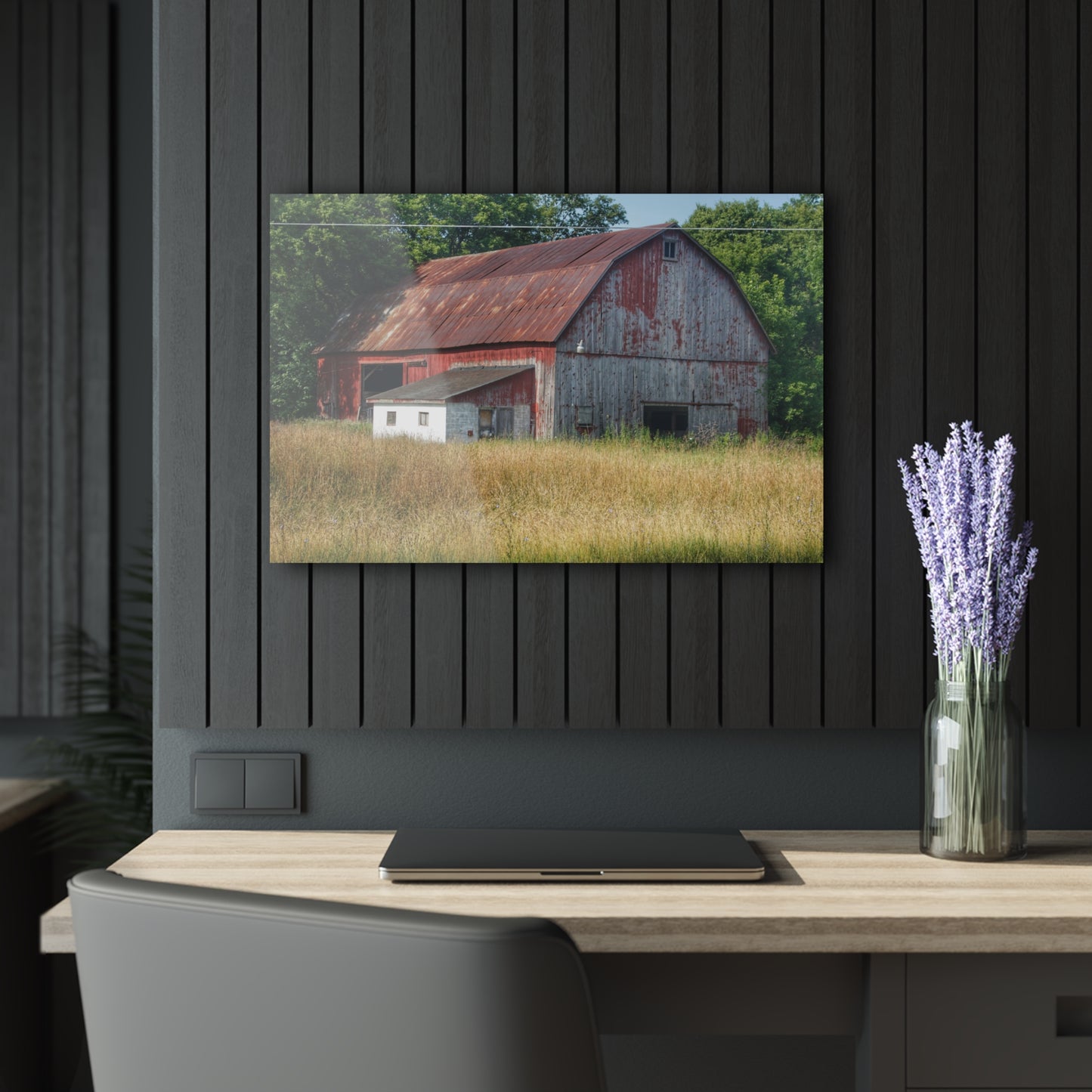 U R There Photography Scott Road Red Rustic Farmhouse Acrylic Wall Print