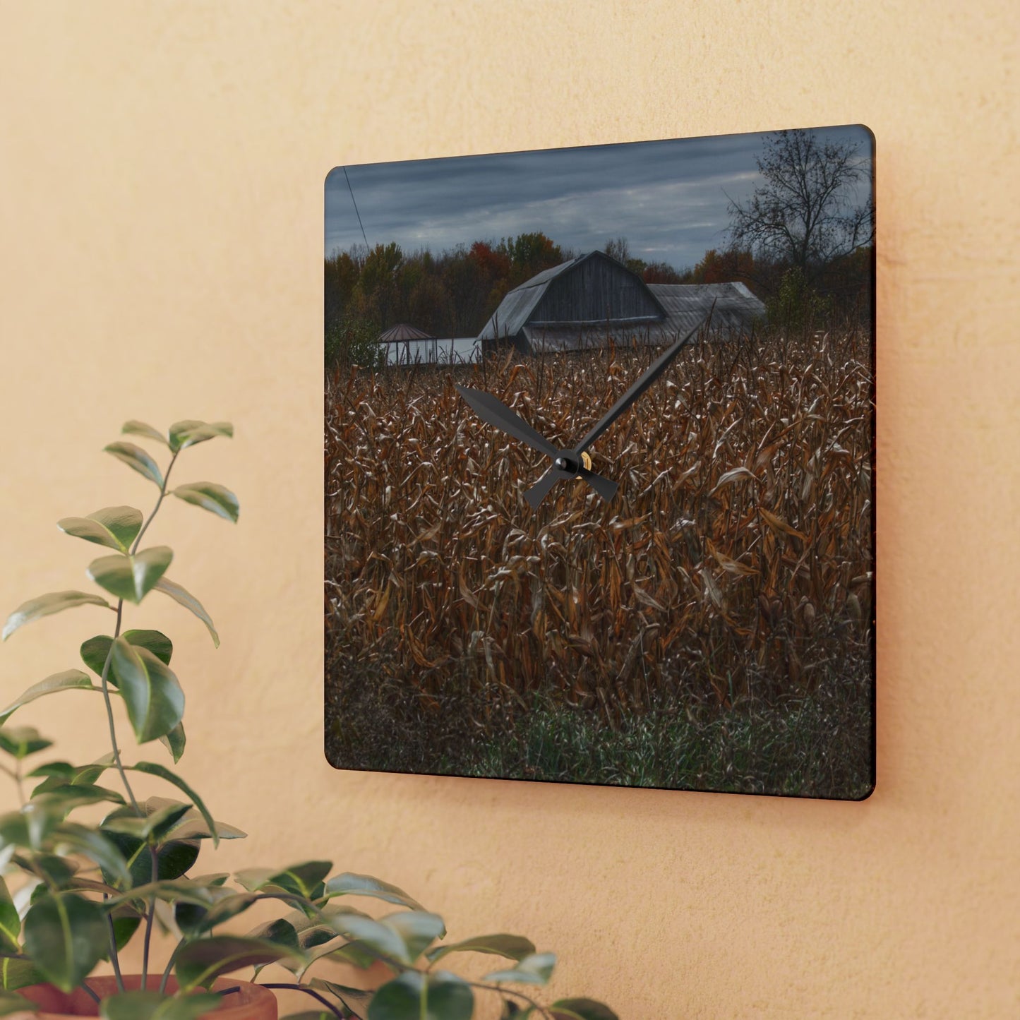 U R There Photography North State Road Grey Rustic Farmhouse Acrylic Analog Wall Clock