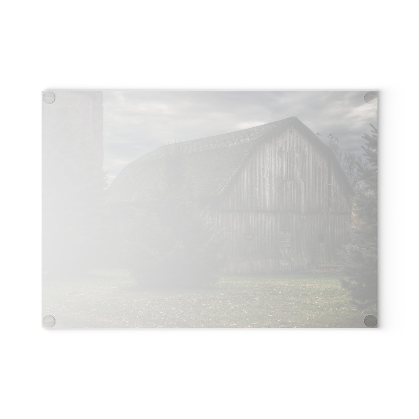U R There Photography Pero Lake Road Grey I Rustic Farmhouse Tempered-Glass Cutting Board