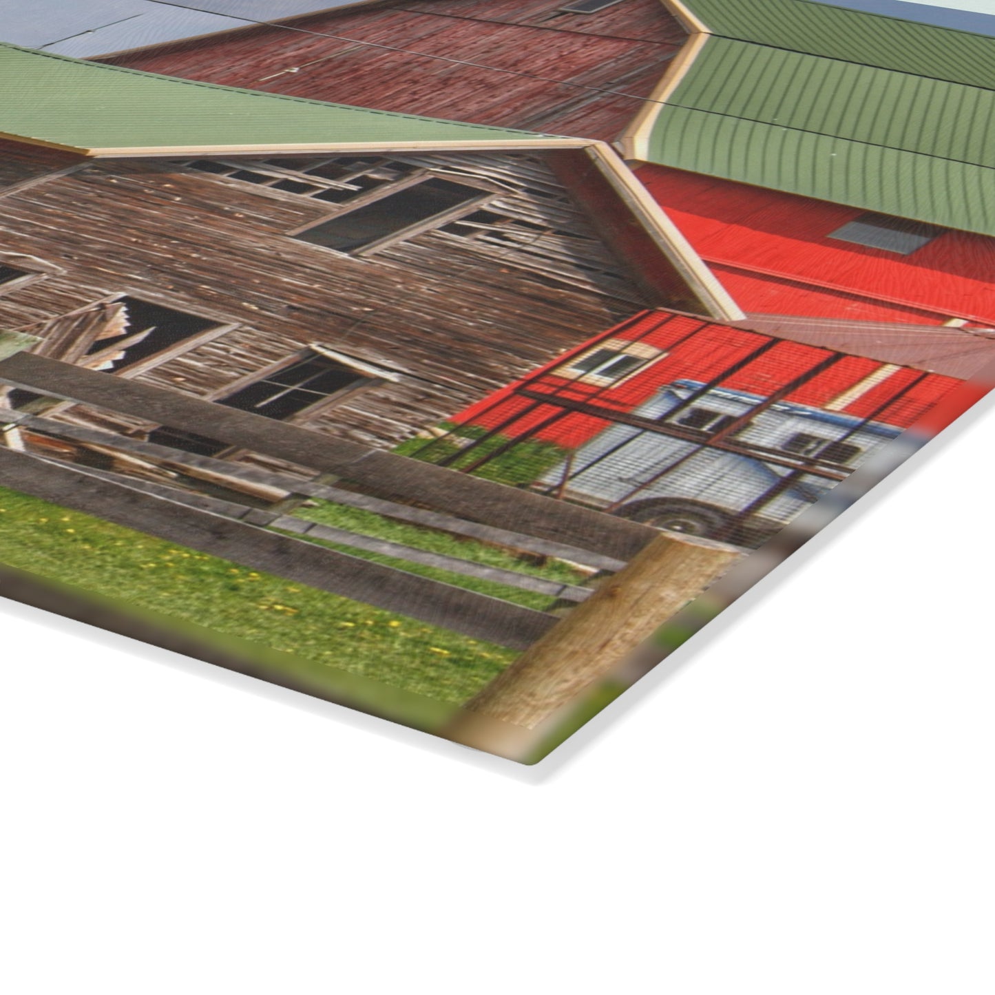 U R There Photography Oregon Road Tilted Little Grey Rustic Farmhouse Tempered-Glass Cutting Board
