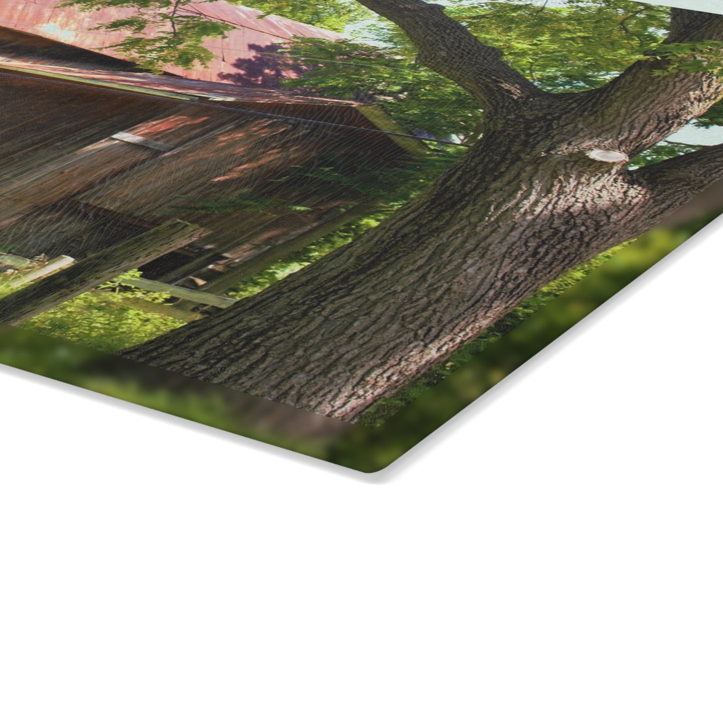 U R There Photography Oxford Rusted Red III Rustic Farmhouse Tempered-Glass Cutting Board 8"x 11"