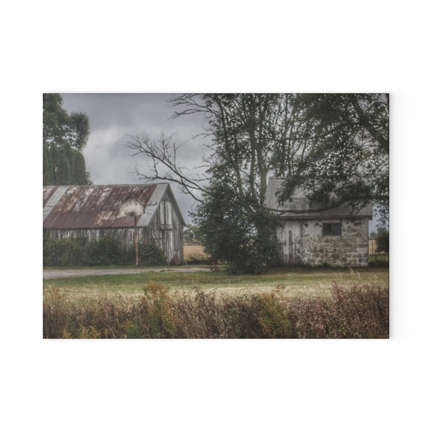 U R There Photography Richville Road Shacks Rustic Farmhouse Tempered-Glass Cutting Board