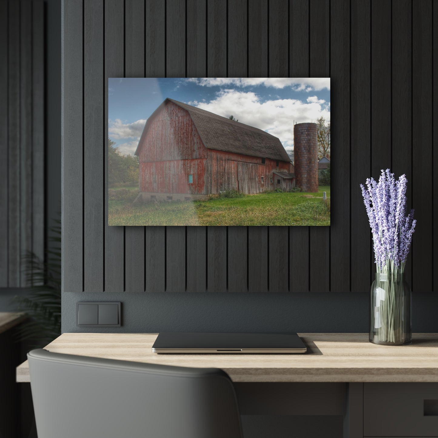 U R There Photography Baldwin Road Red Rustic Farmhouse Acrylic Wall Print