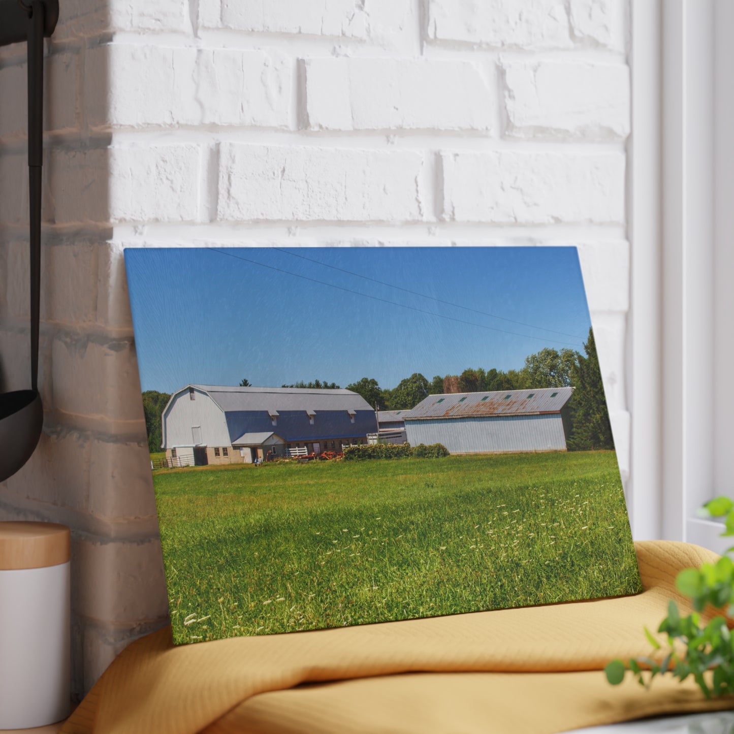 U R There Photography McPherson Greys Rustic Farmhouse Tempered-Glass Cutting Board