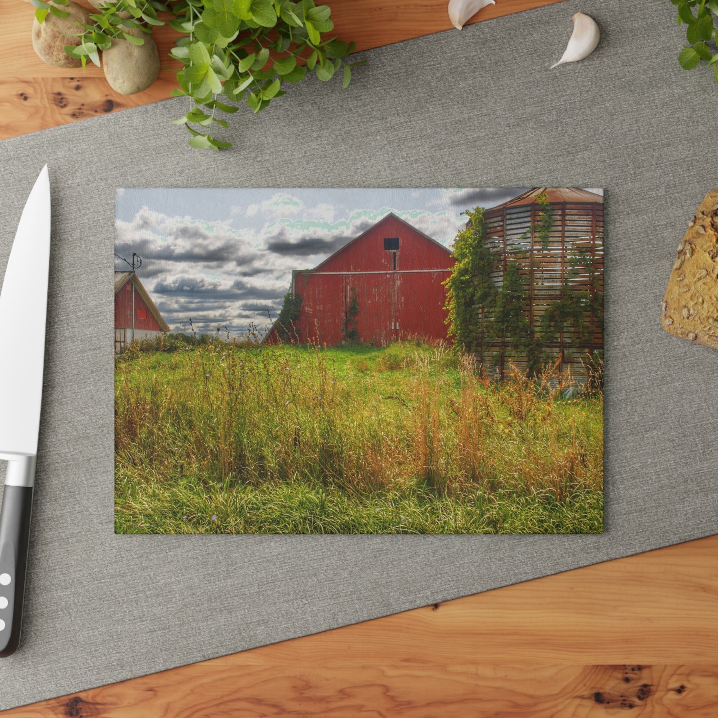 U R There Photography Roadside Relics Rustic Farmhouse Tempered-Glass Cutting Board