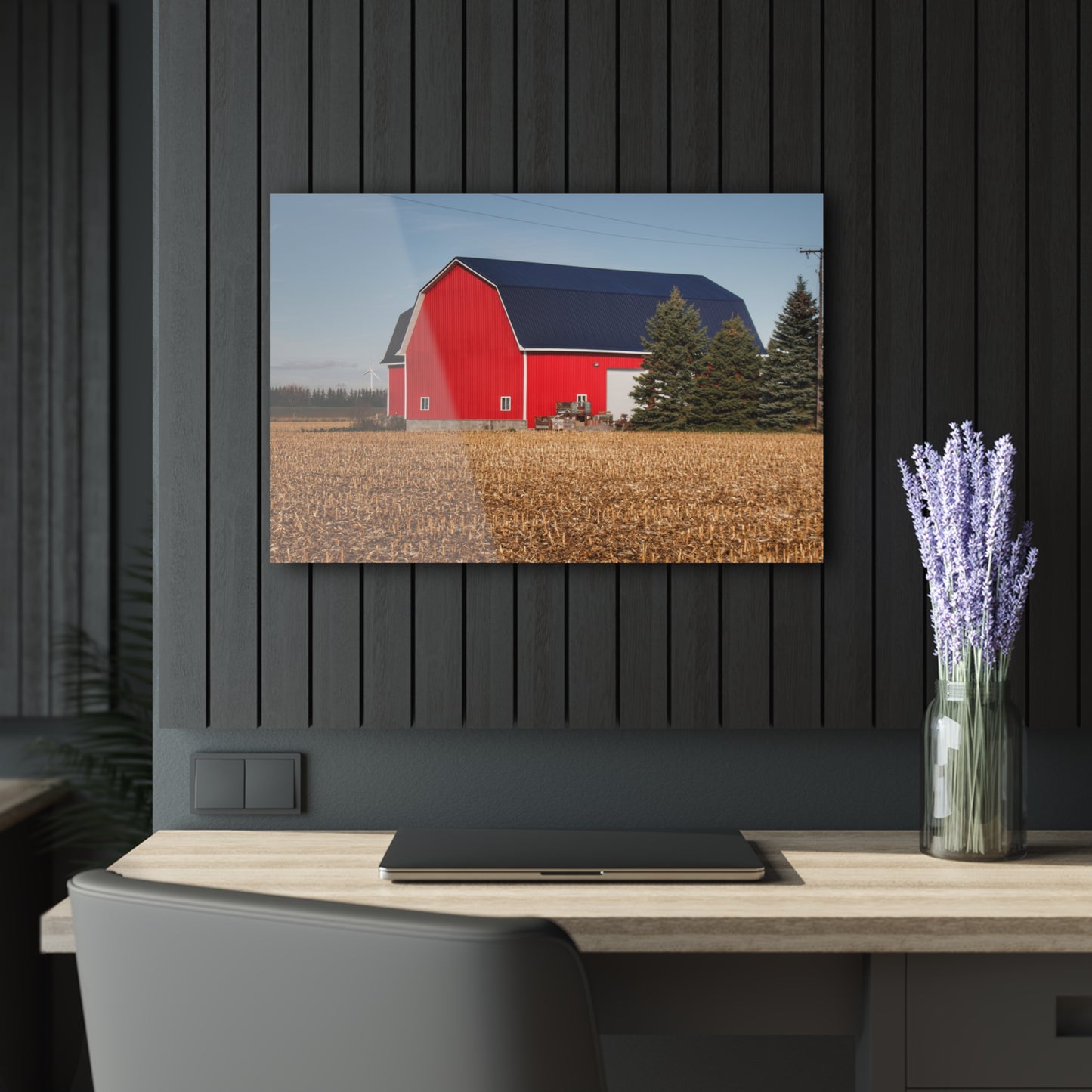 U R There Photography South Kirk Road Modern Red Rustic Farmhouse Acrylic Wall Print