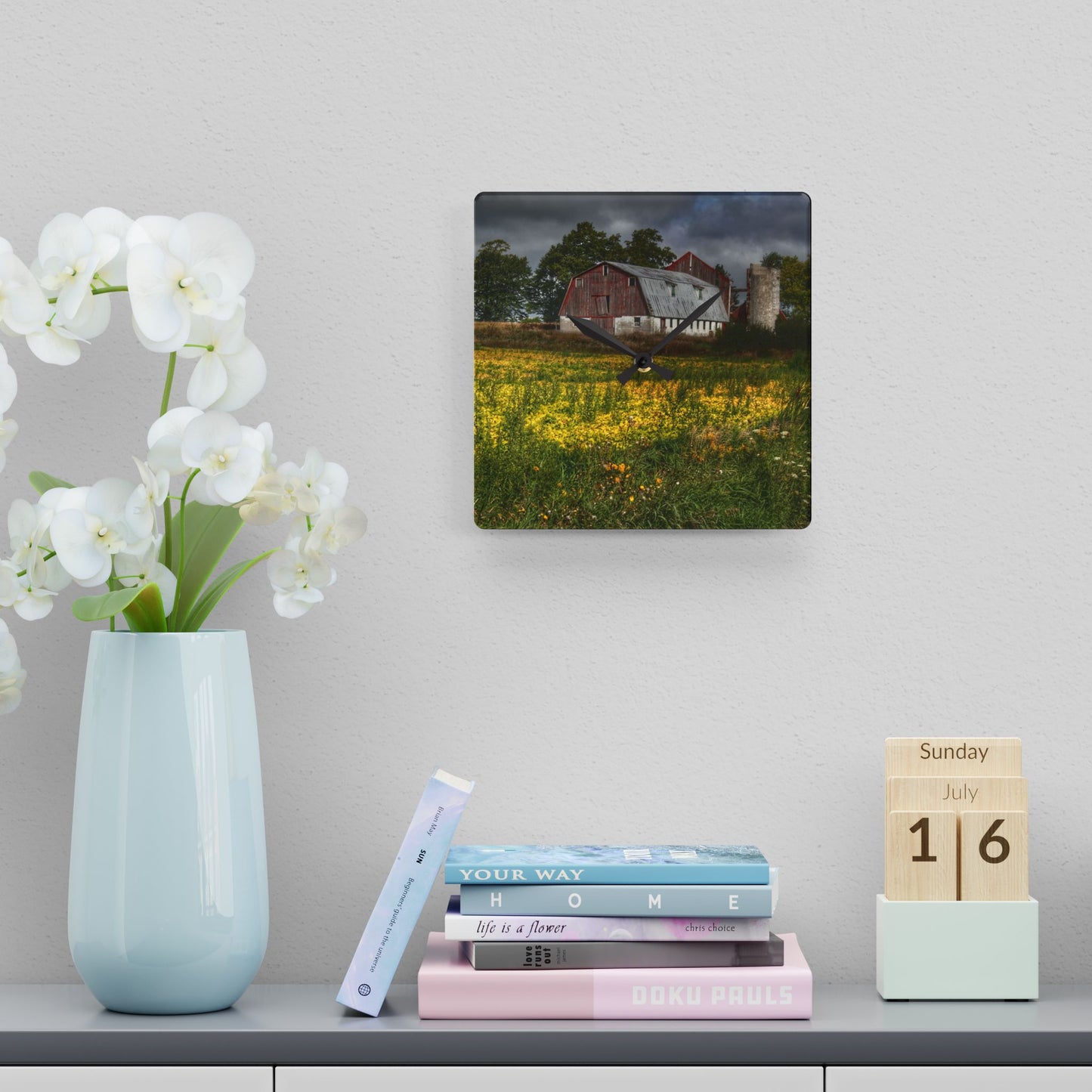 U R There Photography Remnants Rustic Farmhouse Acrylic Analog Wall Clock