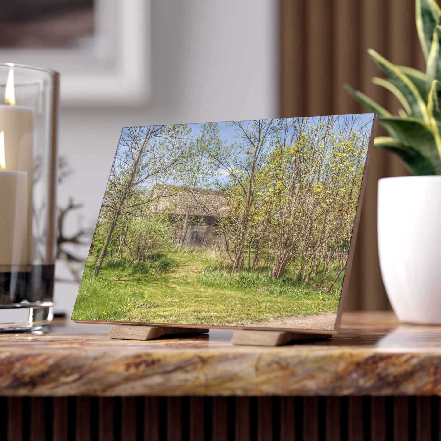 U R There Photography Bishop Road Grey I Rustic Farmhouse Decorative Ceramic Tile