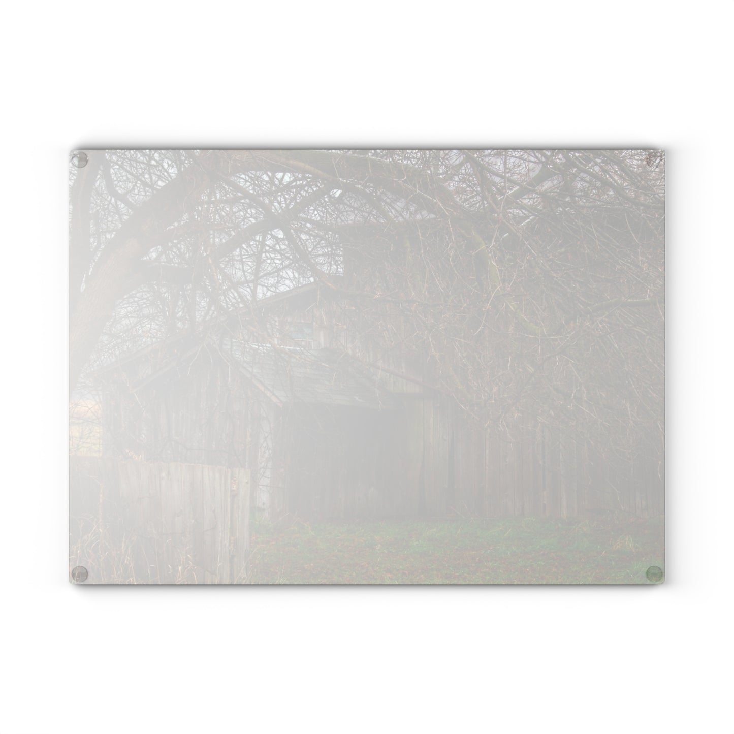 U R There Photography Bowers Road Greys III Rustic Farmhouse Tempered-Glass Cutting Board