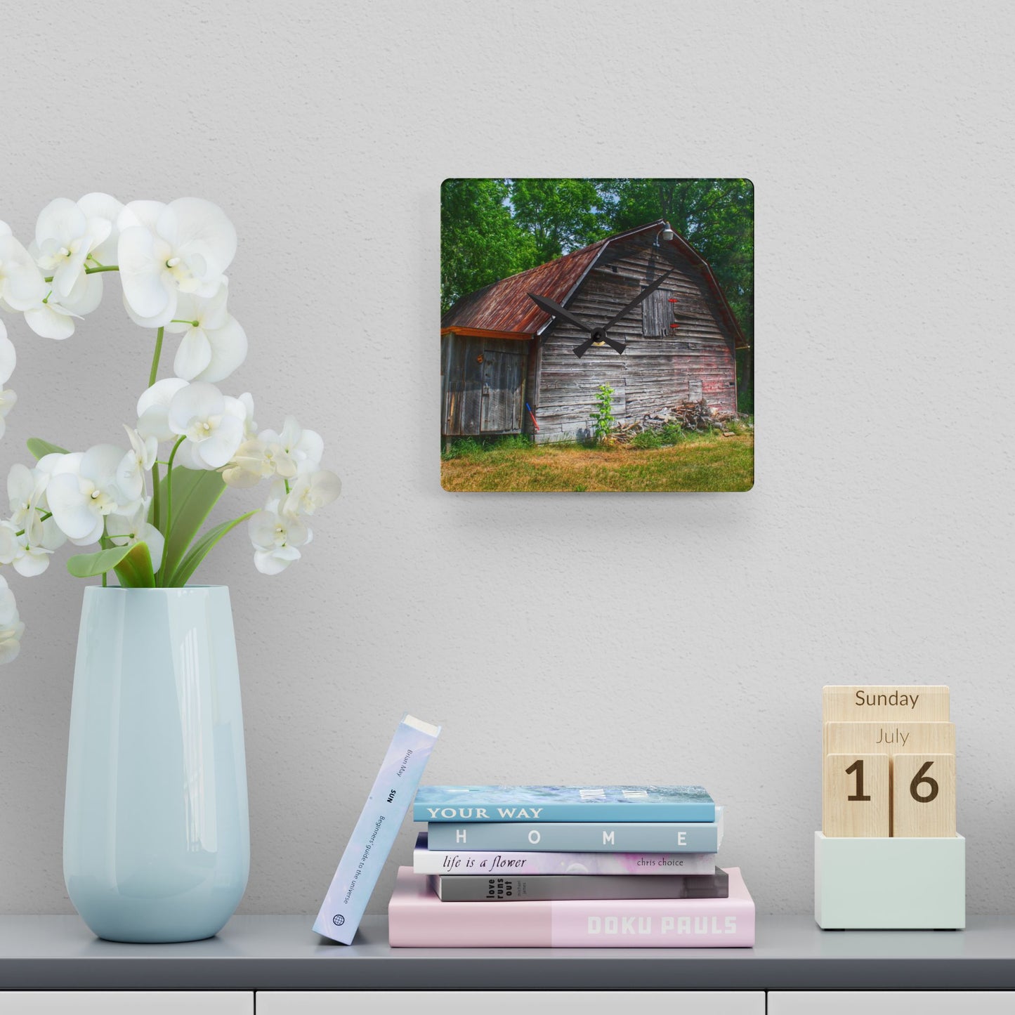 Rustic Farmhouse Wall Clock featuring Roadside Grey