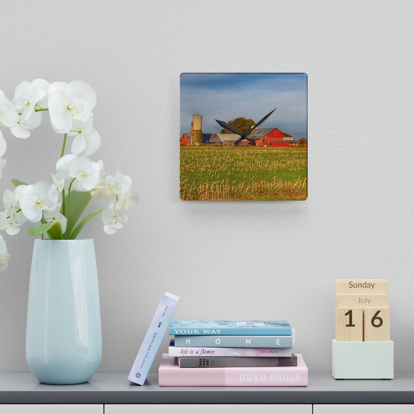 U R There Photography Maple Valley Farm Rustic Farmhouse Acrylic Analog Wall Clock