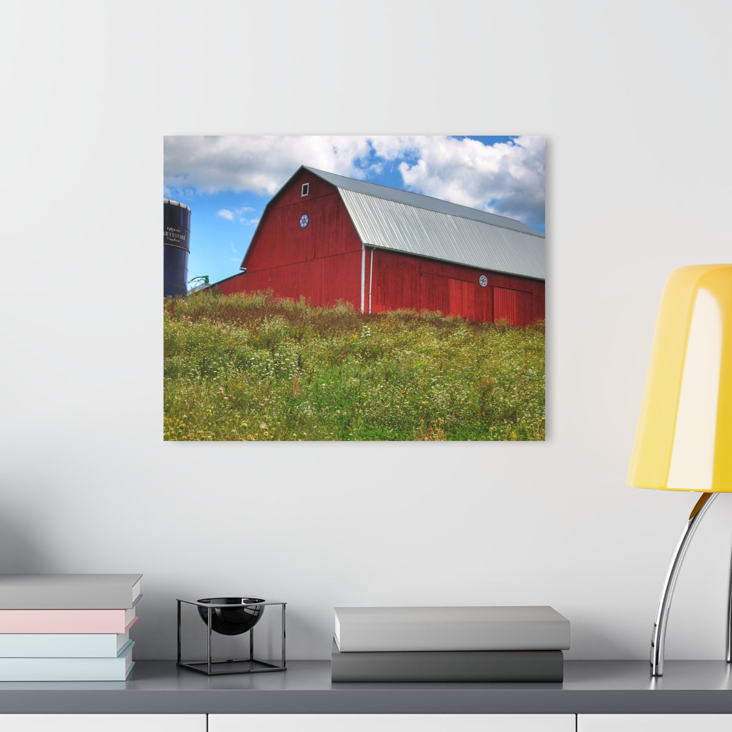 U R There Photography South Henderson Road Hilltop Red III Rustic Farmhouse Acrylic Wall Print