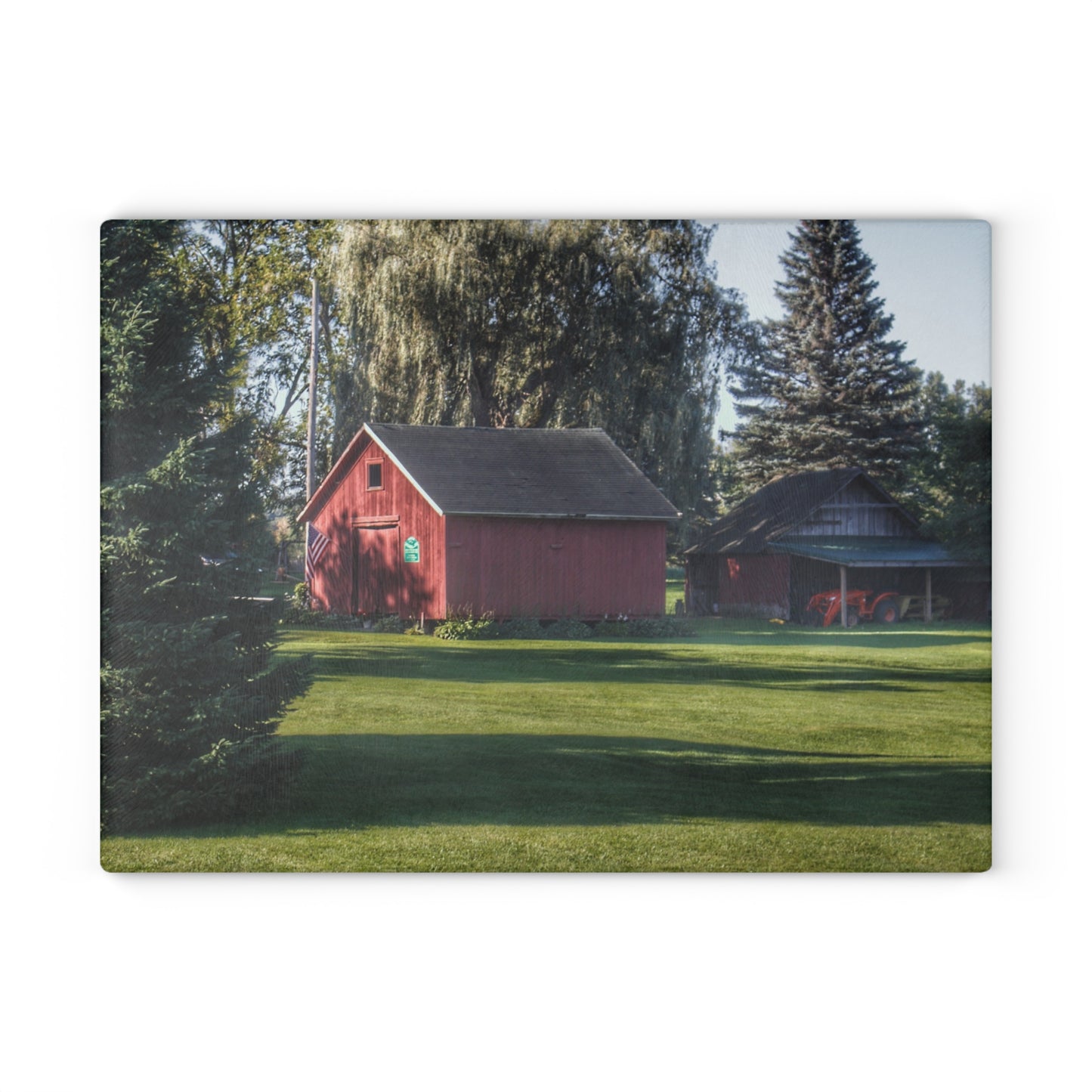 U R There Photography Rochester Road Mini-Reds Rustic Farmhouse Tempered-Glass Cutting Board