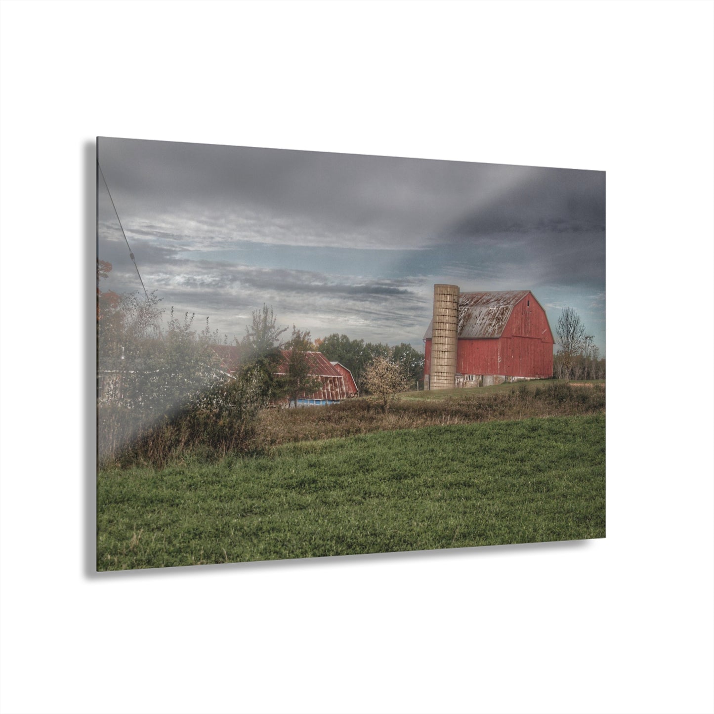 U R There Photography Clear Lake Road Red Rustic Farmhouse Acrylic Wall Print