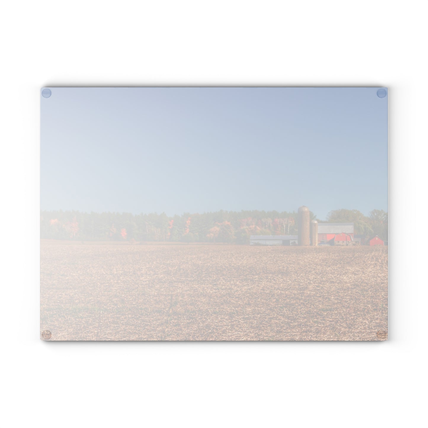 U R There Photography Rowe Road Farm Across the Field Rustic Farmhouse Tempered-Glass Cutting Board