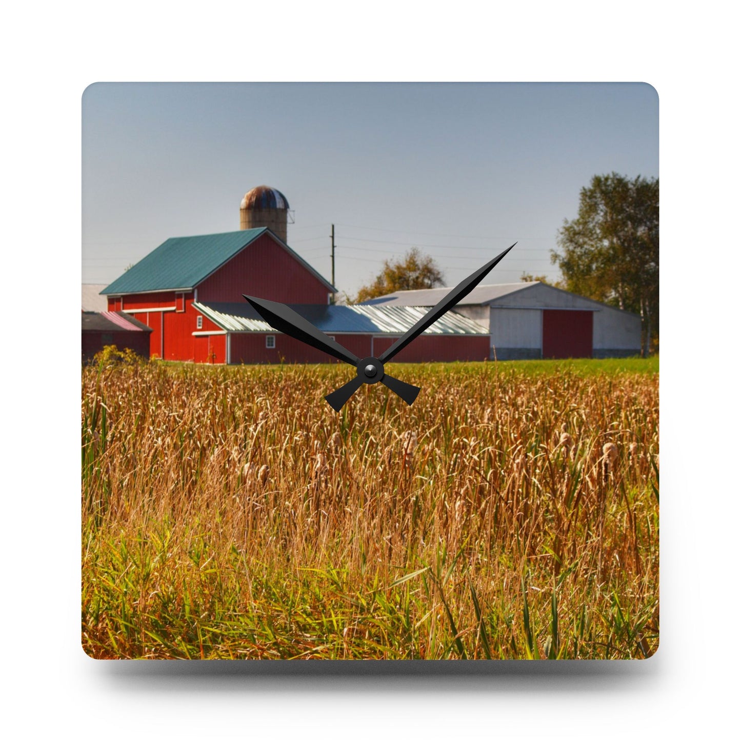 U R There Photography Oak Road Farm Rustic Farmhouse Acrylic Analog Wall Clock