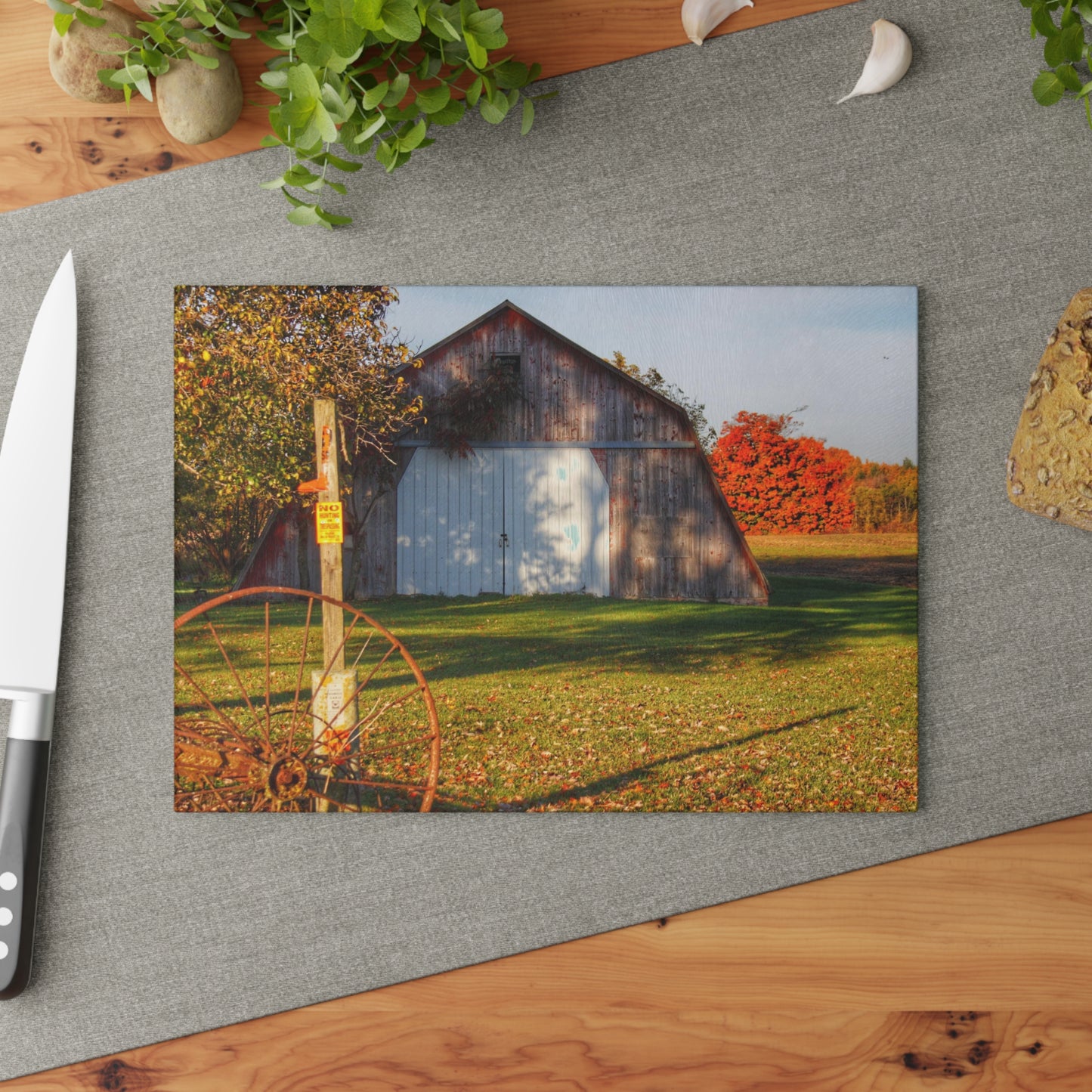 U R There Photography Cade Road Quonset Rustic Farmhouse Tempered-Glass Cutting Board