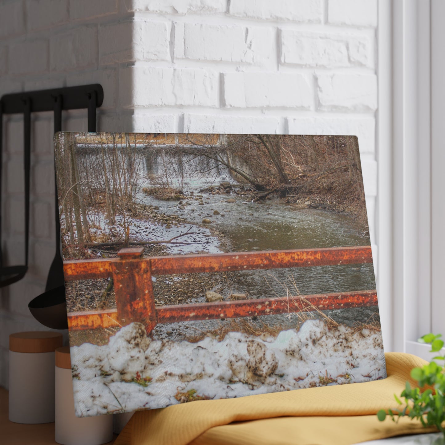 U R There Photography Piersonville Road Dam Rustic Farmhouse Tempered-Glass Cutting Board