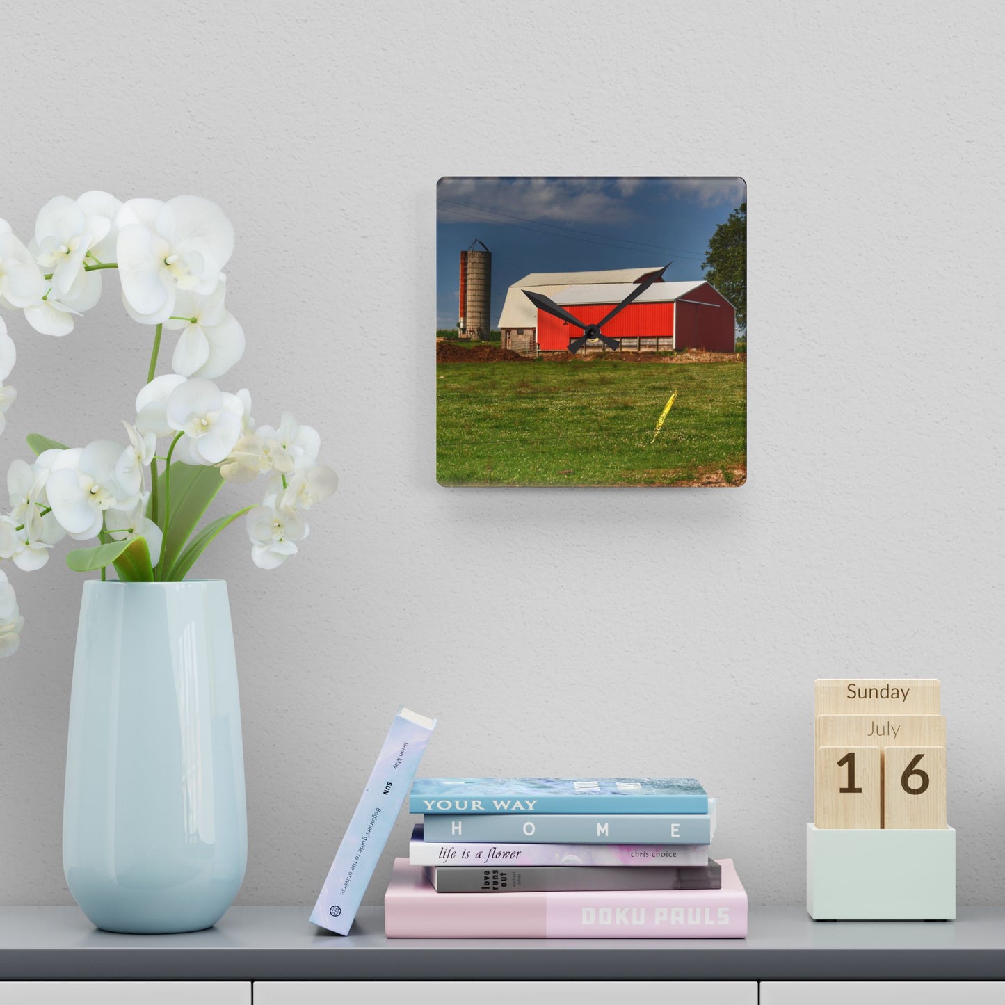 Barn Boutique Rustic Acrylic Analog Wall Clock| Clifford Farm and Silo