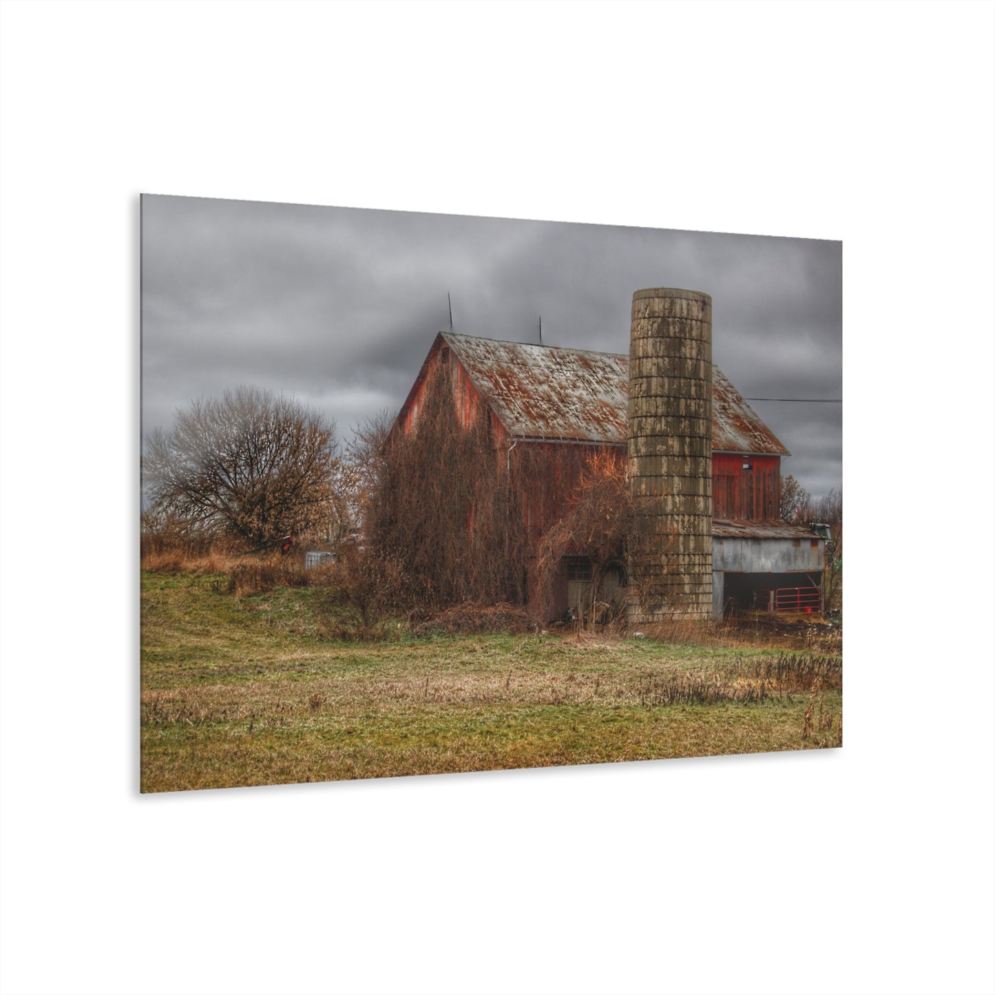 U R There Photography Slattery Road Old Red and Silo I Rustic Farmhouse Acrylic Wall Print