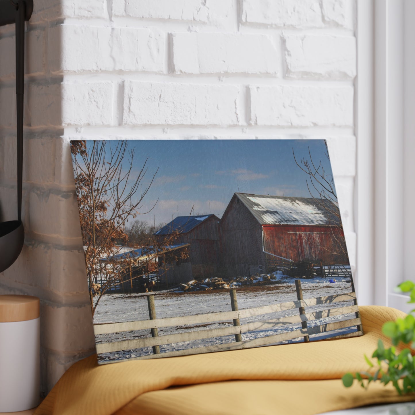 U R There Photography Attica Reds Rustic Farmhouse Tempered-Glass Cutting Board