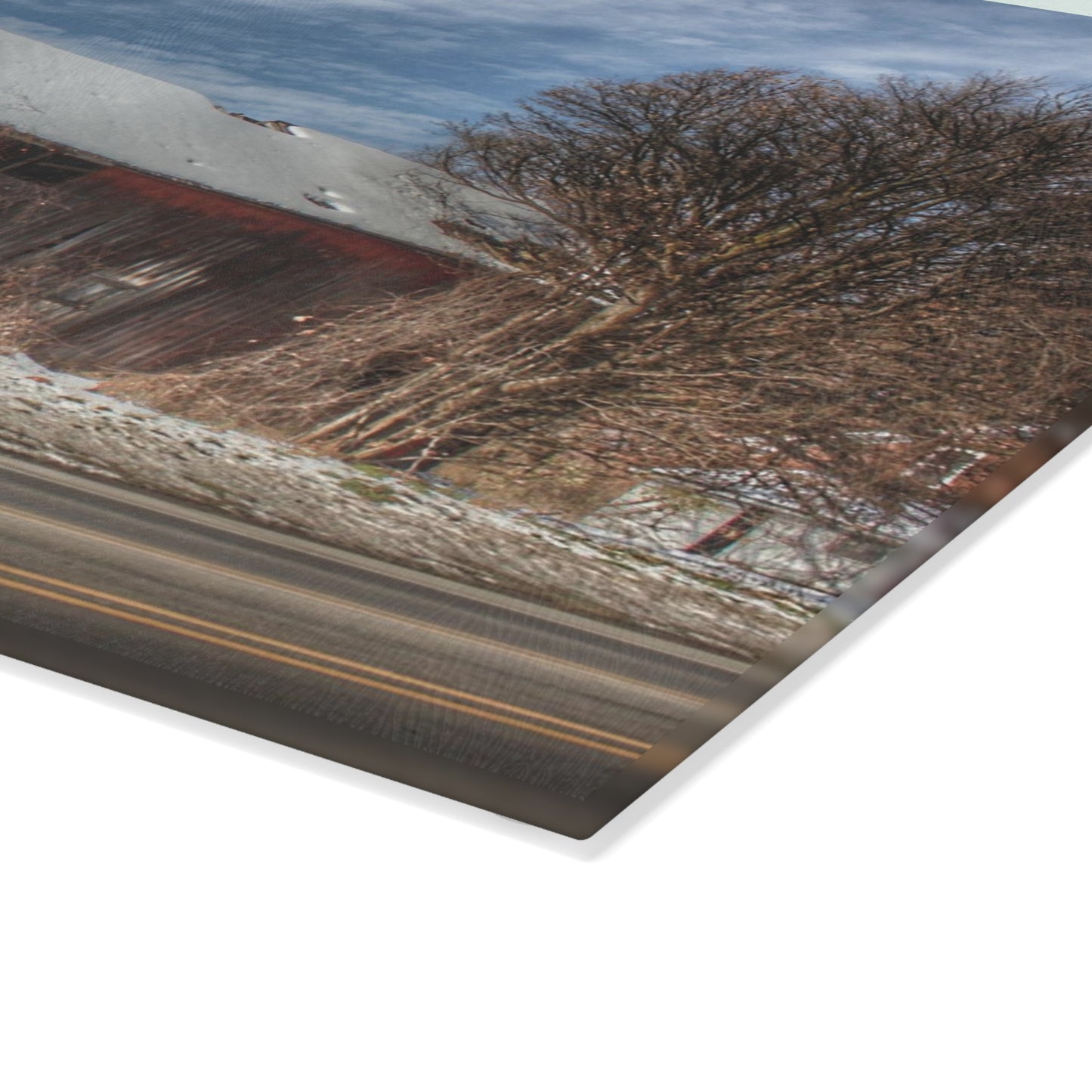 U R There Photography Almont Van Dyke Red II Rustic Farmhouse Tempered-Glass Cutting Board