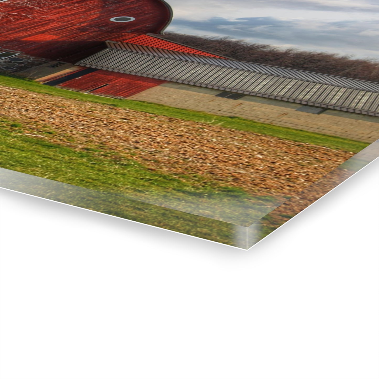 U R There Photography Clear Lake Road Fieldstone Red Rustic Farmhouse Acrylic Wall Print