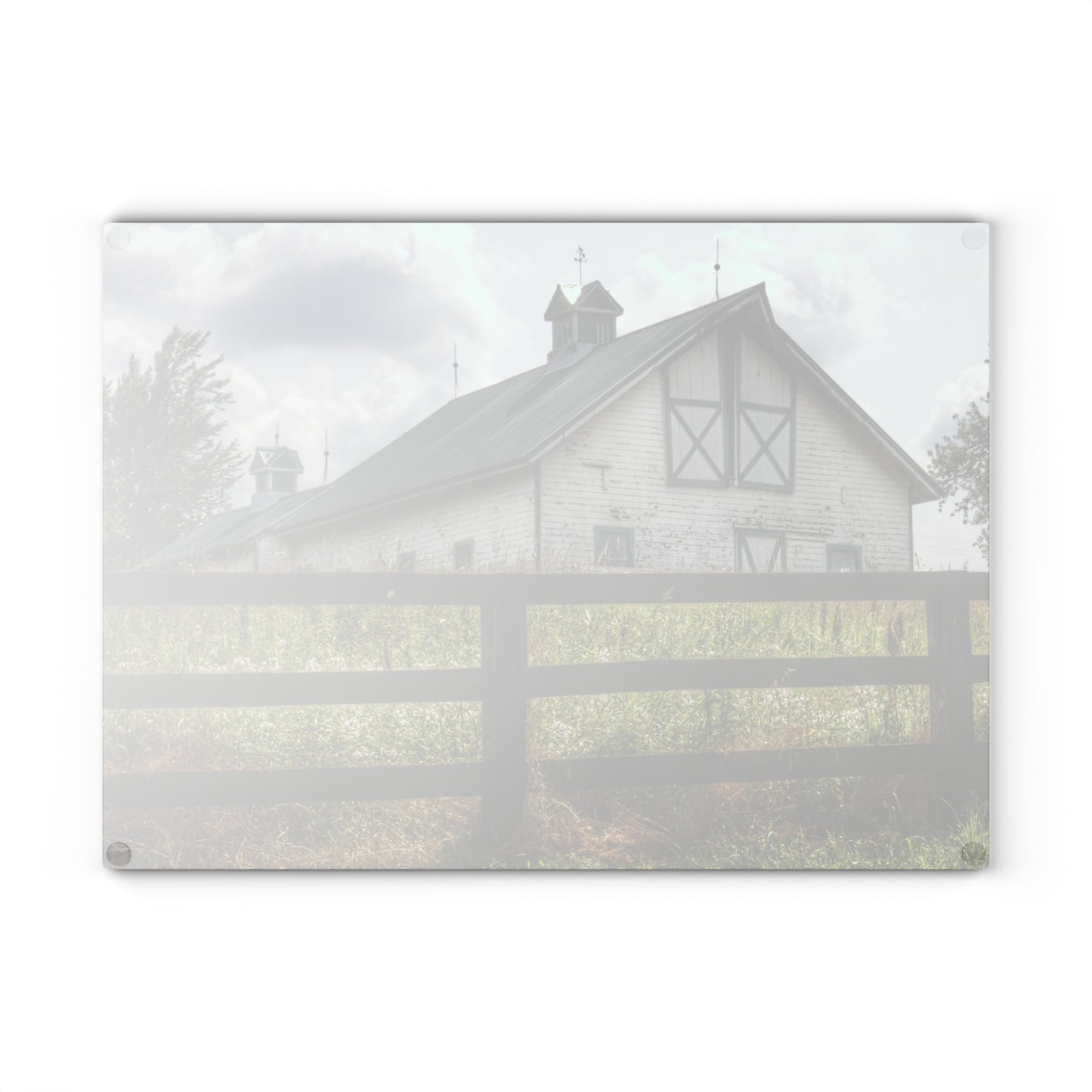 U R There Photography Sutton Road White Rustic Farmhouse Tempered-Glass Cutting Board