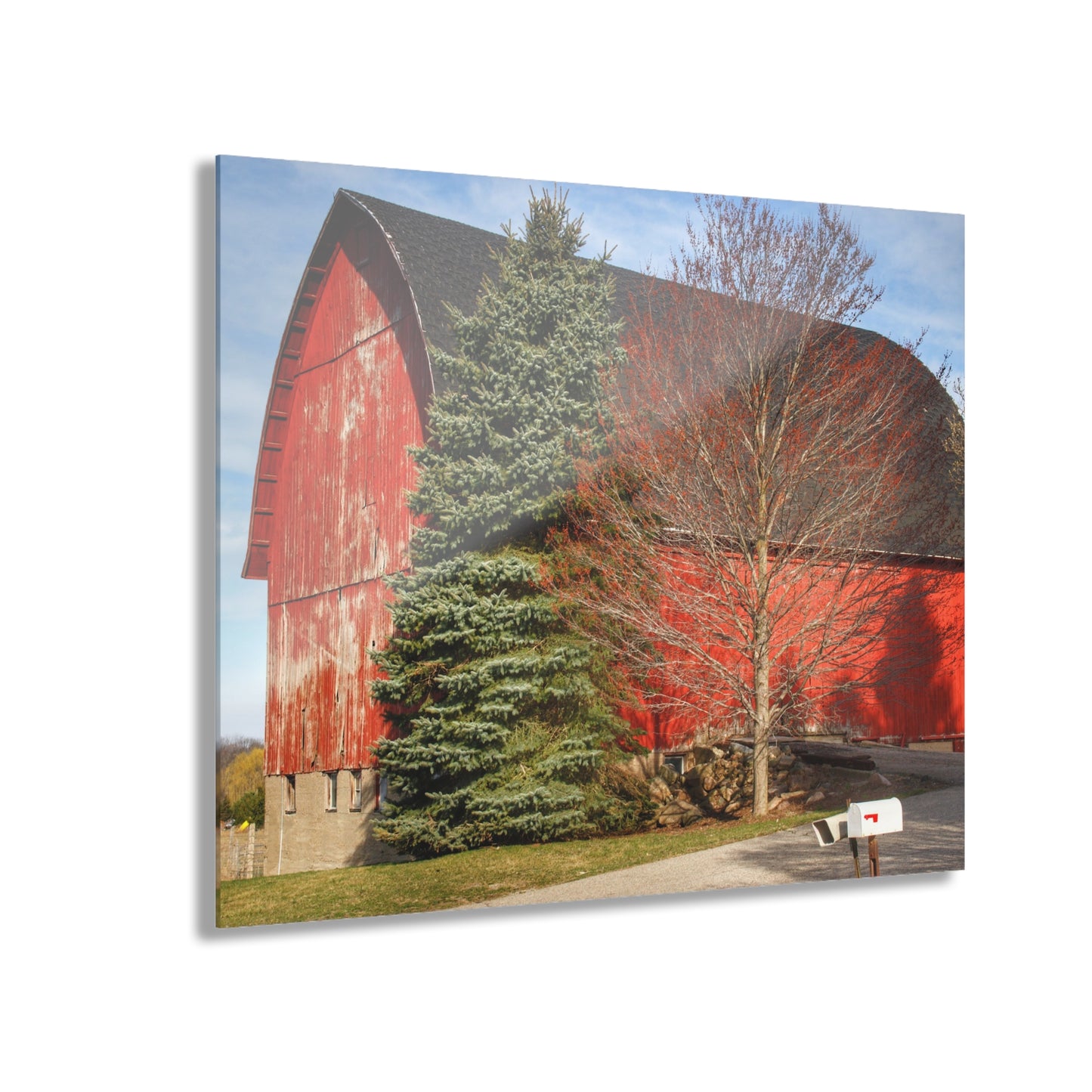 U R There Photography West Sutton Road Red Rustic Farmhouse Acrylic Wall Print
