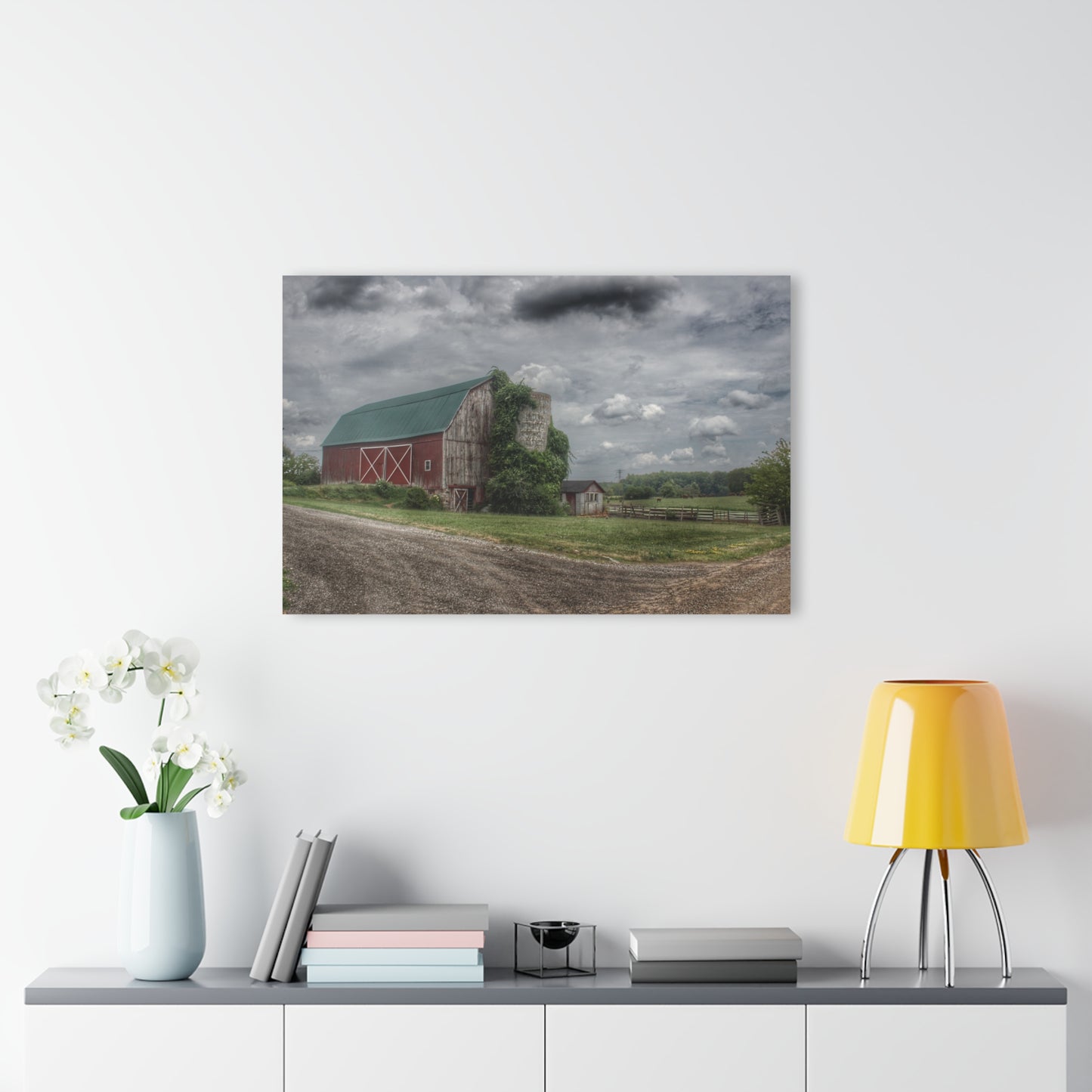 U R There Photography West Hunters Creek Road Red II Rustic Farmhouse Acrylic Wall Print