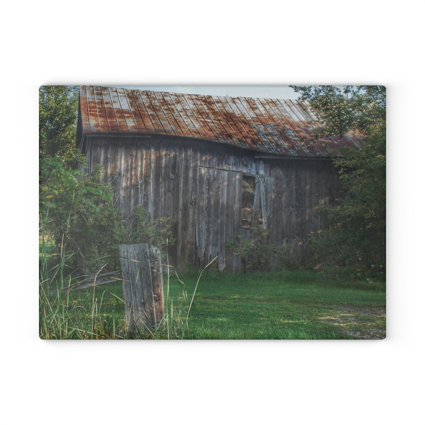 U R There Photography Rusted Grey Rustic Farmhouse Tempered-Glass Cutting Board