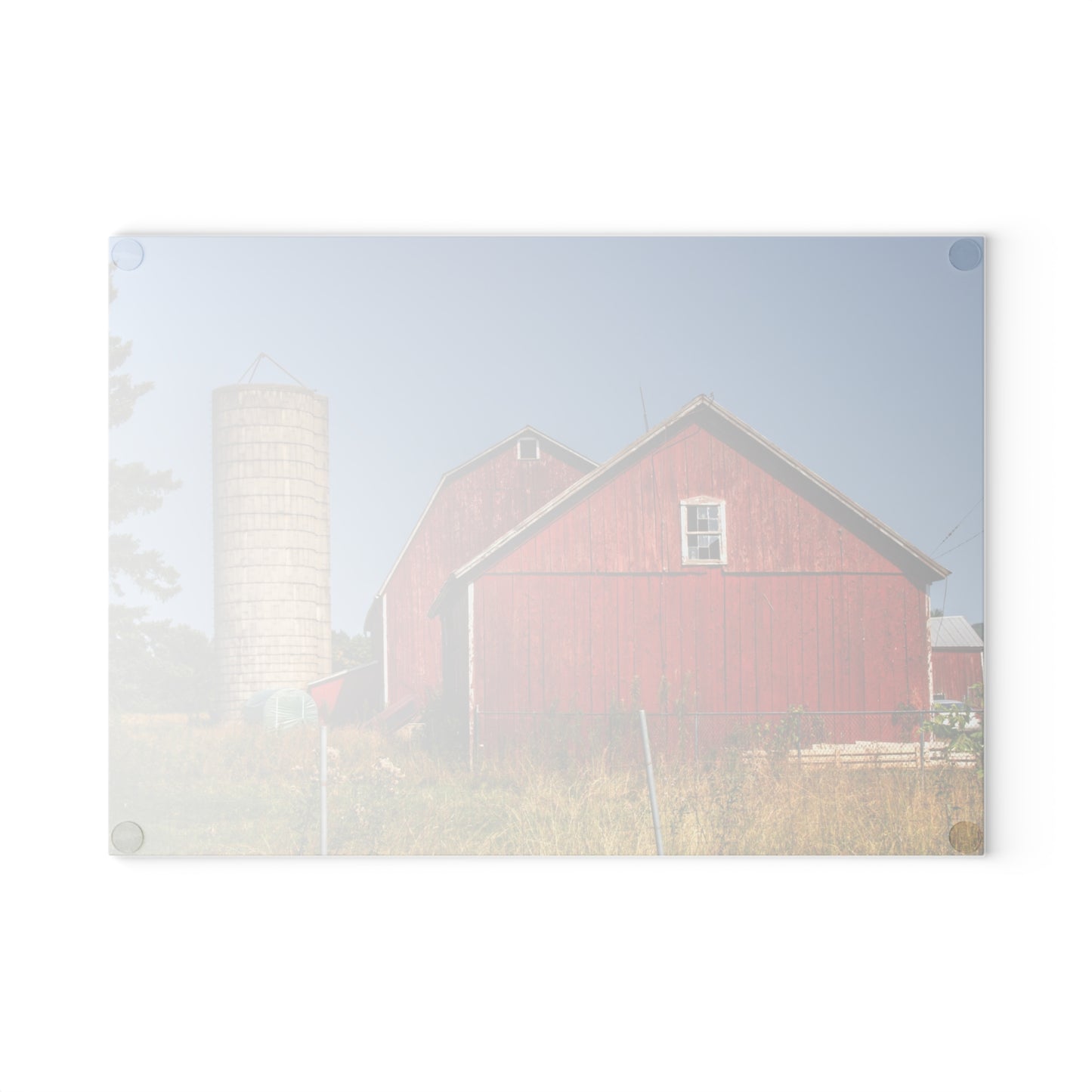 U R There Photography Shoemaker Road Reds Rustic Farmhouse Tempered-Glass Cutting Board