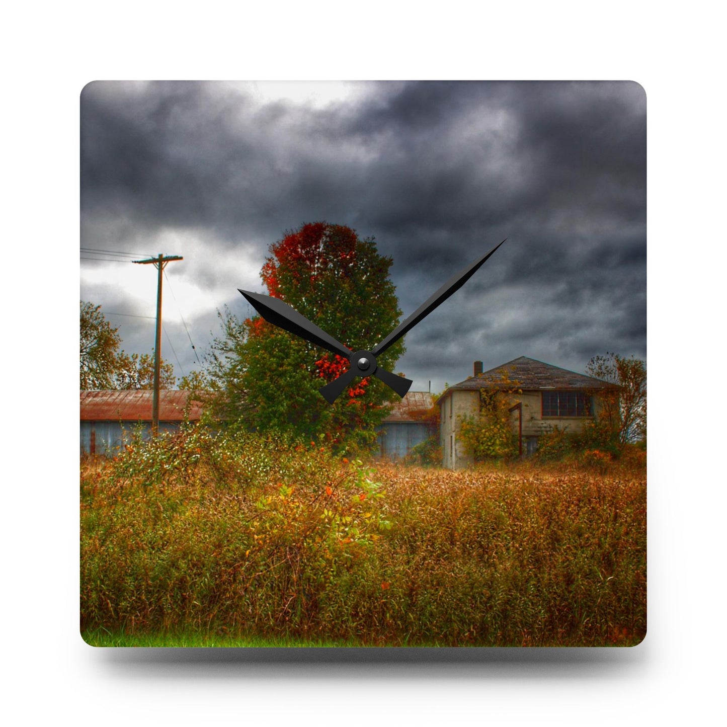 U R There Photography Farnsworth Forgotten Rustic Farmhouse Acrylic Analog Wall Clock