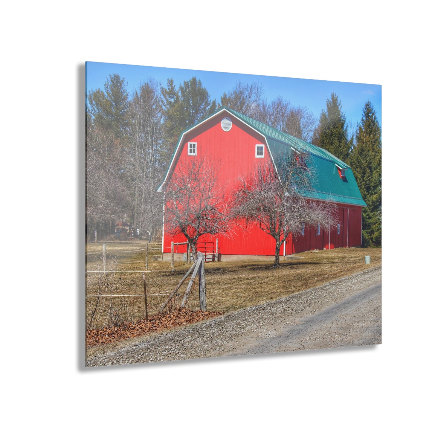 U R There Photography Campground Road Red Rustic Farmhouse Acrylic Wall Print