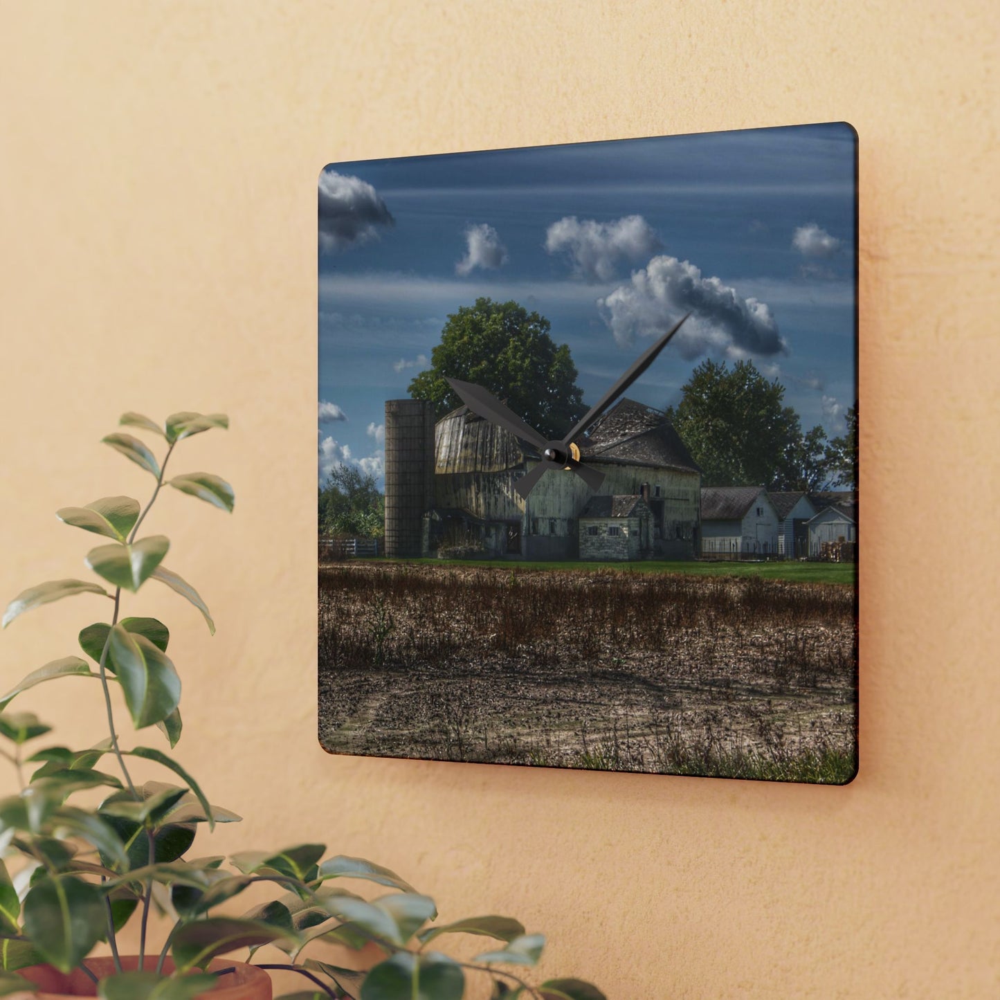 U R There Photography Sutton Road End of Days Rustic Farmhouse Acrylic Analog Wall Clock